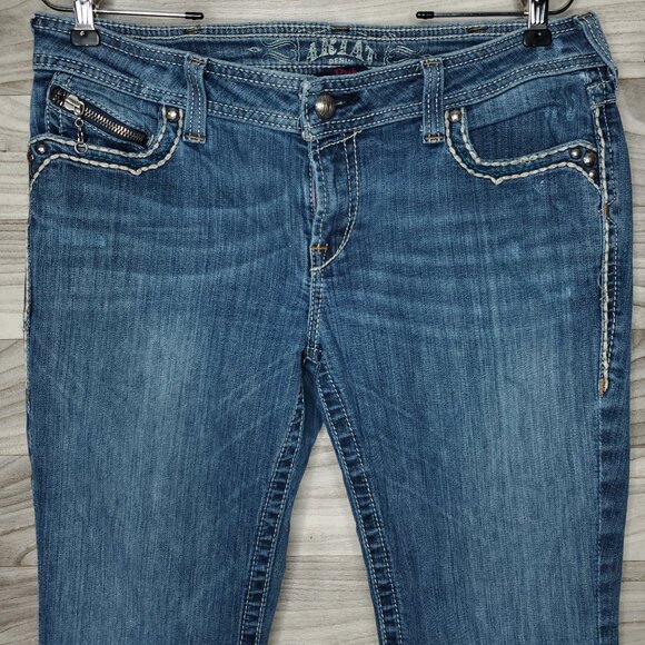 Ariat Women's Ruby Classic Blue Boot Cut Jeans Size 33x32 Charm Zipper - Picture 3 of 16